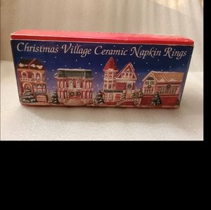 Christmas village napkin rings